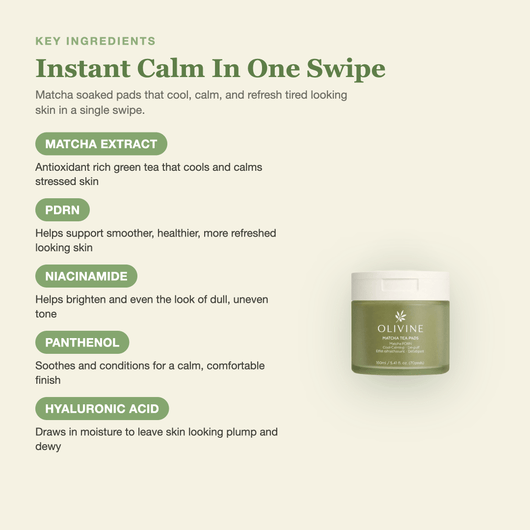 Olivine Matcha PDRN Tea Pad key ingredients breakdown