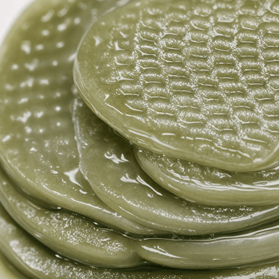 Olivine Matcha PDRN Tea Pad macro close up of the texture