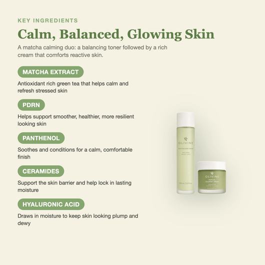 Olivine Matcha Toner and Cream Duo key ingredients breakdown