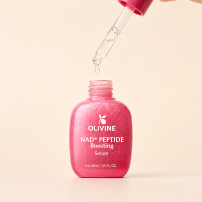 Olivine NAD Plus Peptide Serum dropper, close up