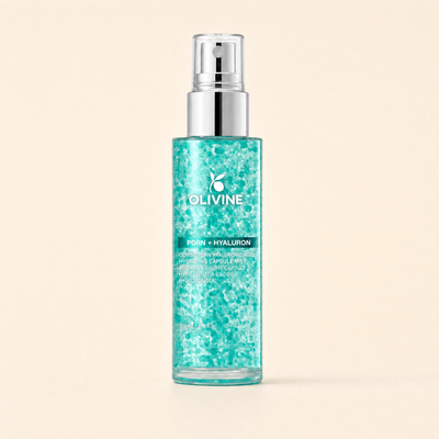 Olivine PDRN Collagen Glow Facial Serum Spray bottle, macro close up