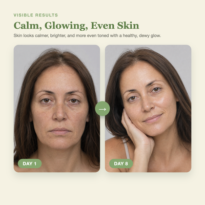 Olivine Skin Flooding Duo Rice Toner and Mugwort Essence Day 1 to Day 8 visible results