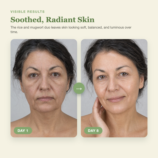 Olivine Skin Flooding Duo Rice Toner and Mugwort Essence Day 1 to Day 8 visible results